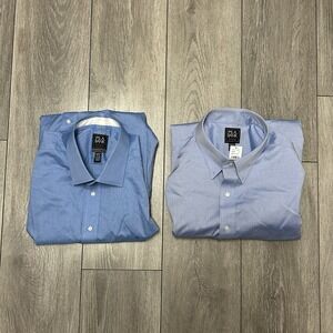Lot Of 2 Joseph A Bank Men's Travelers Collection Dress Shirt Size 18.5x36 Blue